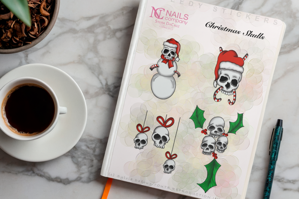 Christmas Skulls stickers nail art