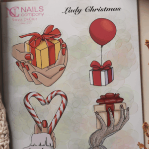 Lady christmas stickers nail art