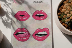 Pink lips nail art sticker