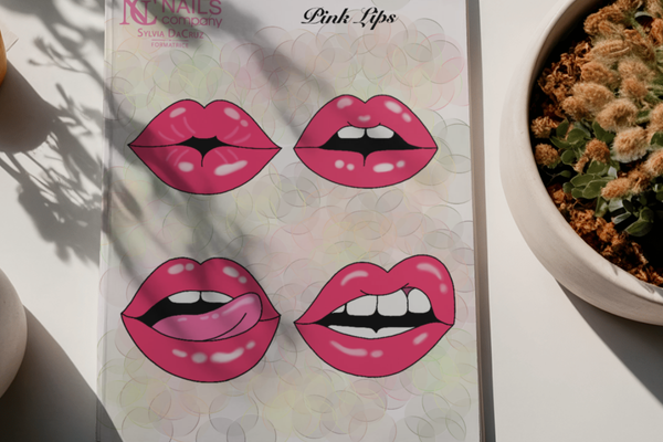 Pink lips nail art sticker